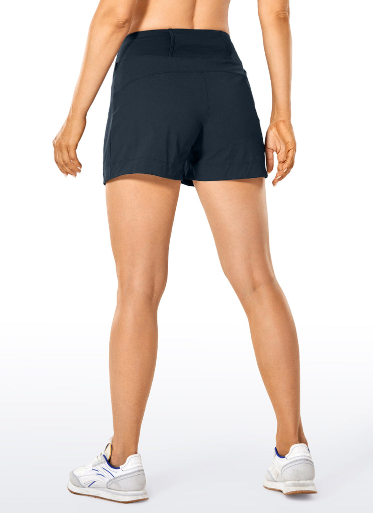 CRZ YOGA Women's Hiking Ripstop Mid-Rise Hiking Shorts Zip Pockets 4'' Black