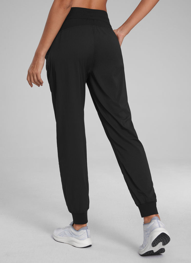 CRZ YOGA Women's Travel Classic Fit Striped Joggers 28'' Ruched Dark Chrome