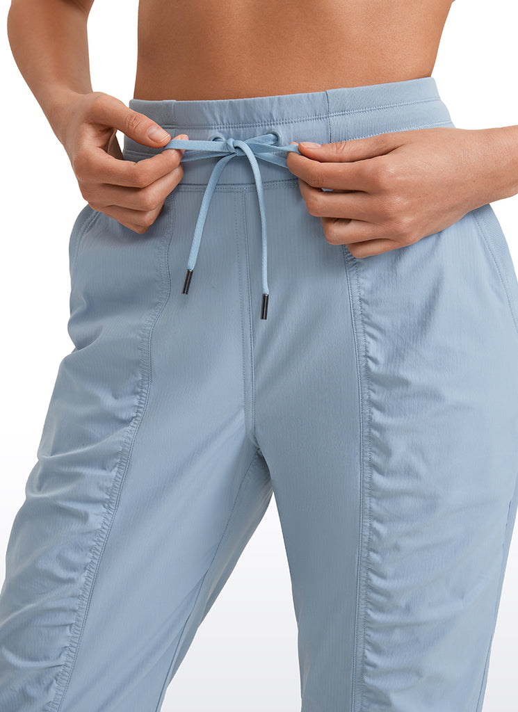 CRZ YOGA Women's Travel Classic Fit Striped Joggers 28'' Ruched Granita Pink