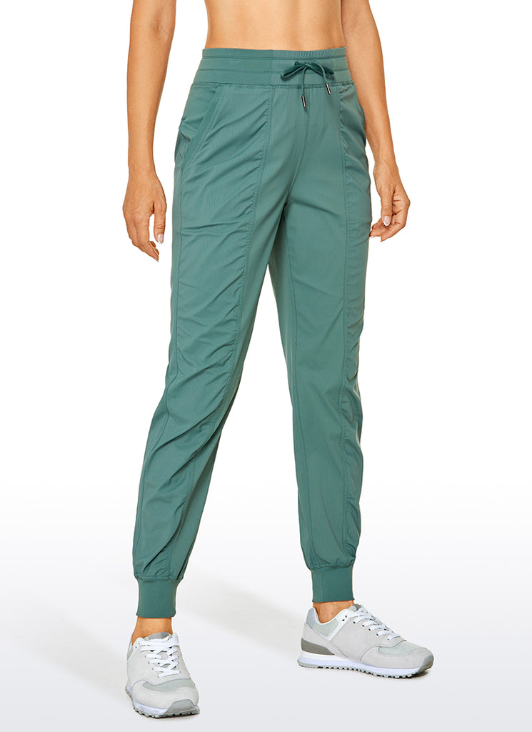 CRZ YOGA Women's Travel Classic Fit Striped Joggers 28'' Ruched Magenta Purple