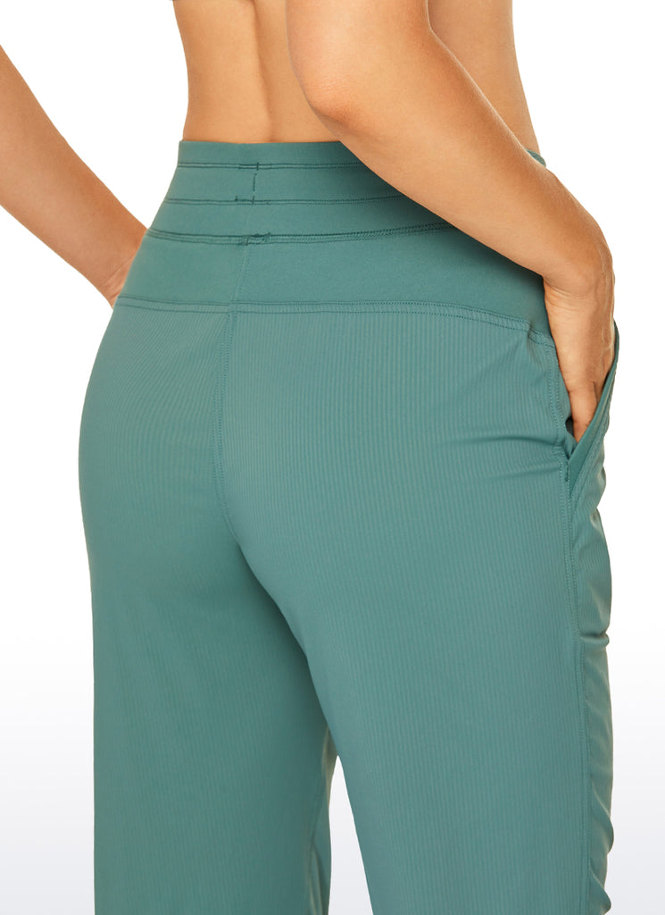 CRZ YOGA Women's Travel Classic Fit Striped Joggers 28'' Ruched Juniper
