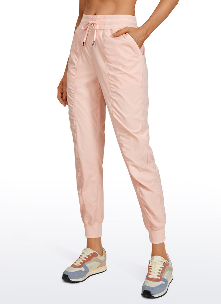 CRZ YOGA Women's Travel Classic Fit Striped Joggers 28'' Ruched Juniper