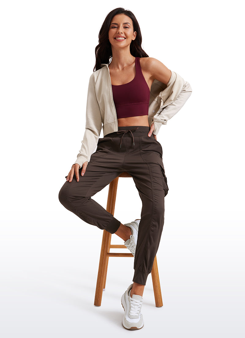 CRZ YOGA Women's Lightweight Running Classic Fit Ruched Joggers 28.5'' Hot Fudge Brown
