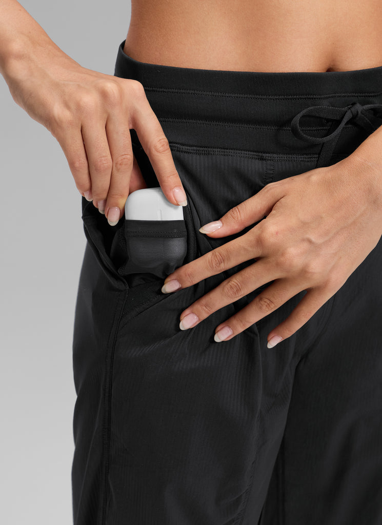 CRZ YOGA Women's Casual High Rise Drawstring Pocket Ruched Jogger 30'' Black