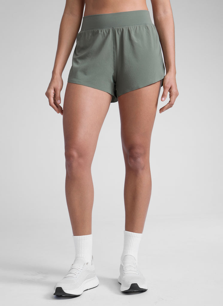 CRZ YOGA Women's Running High Rise Mesh Lined Shorts 3'' Workout Short True Navy