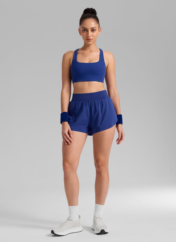 CRZ YOGA Women's Running High Rise Mesh Lined Shorts 3'' Workout Short Borealis Green