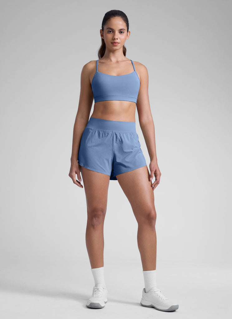 CRZ YOGA Women's Running High Rise Mesh Lined Shorts 3'' Workout Short Melanite