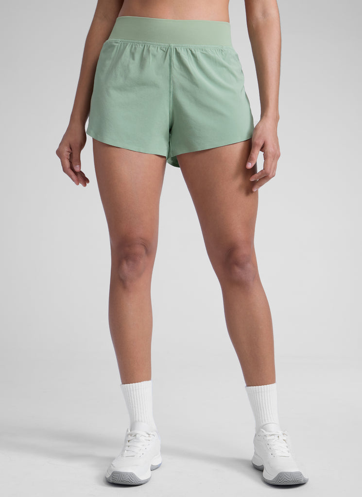 CRZ YOGA Women's Running High Rise Mesh Lined Shorts 3'' Workout Short Melanite