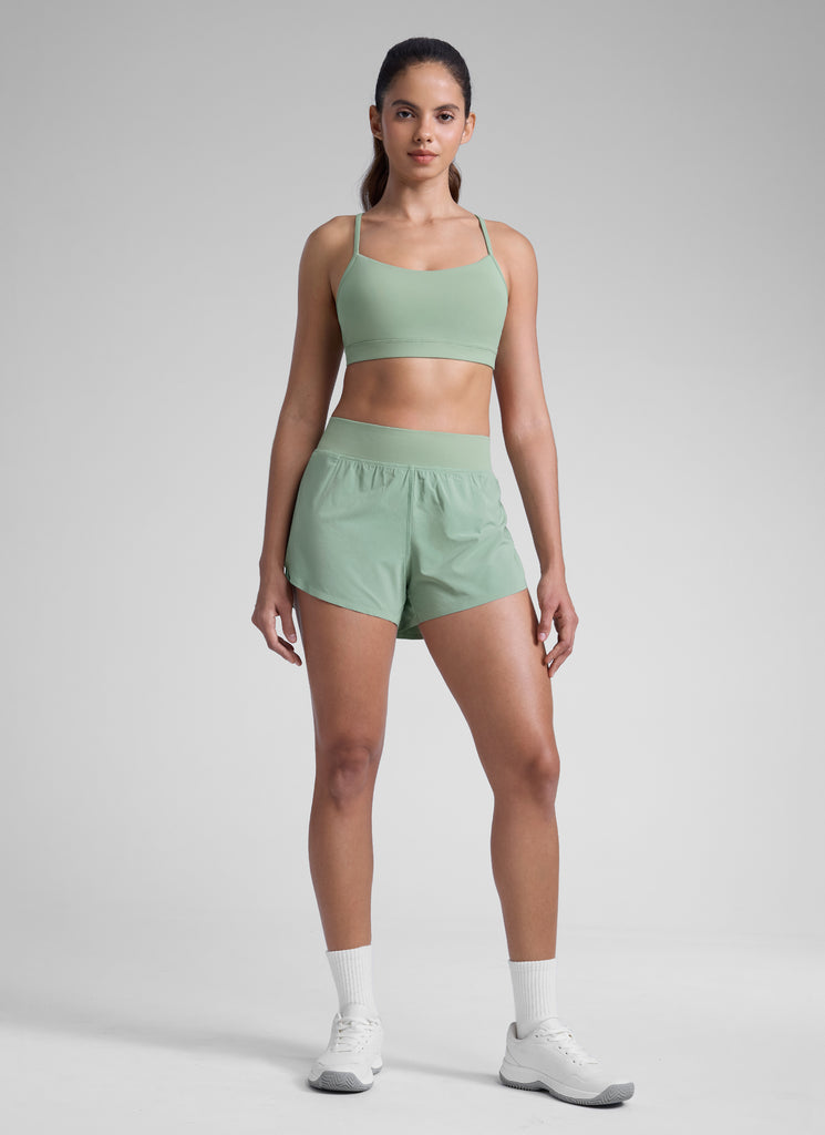 CRZ YOGA Women's Running High Rise Mesh Lined Shorts 3'' Workout Short Melanite