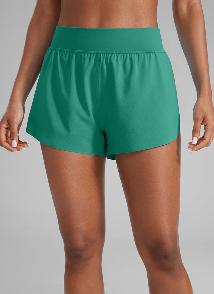 CRZ YOGA Women's Running High Rise Mesh Lined Shorts 3'' Workout Short Oasis Blue