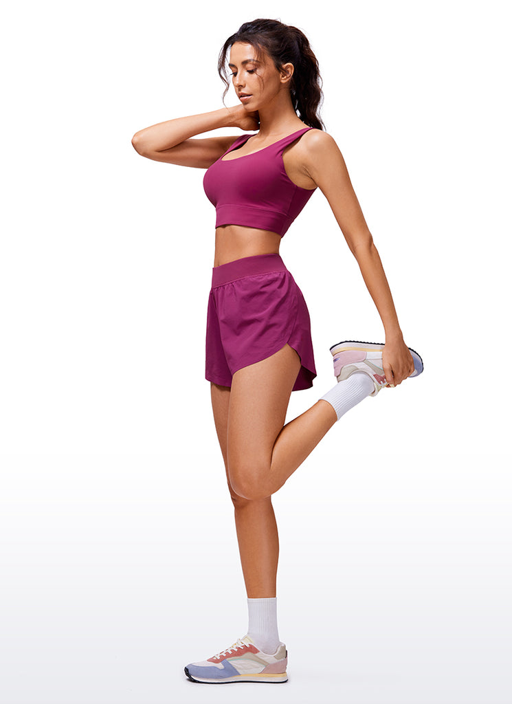 CRZ YOGA Women's Running High Waisted Mesh Lined Shorts Workout Shorts White Apricot