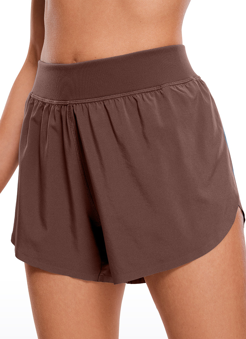 Feathery-Fit Soft Mid Rise Dolphin Lined Shorts 4''