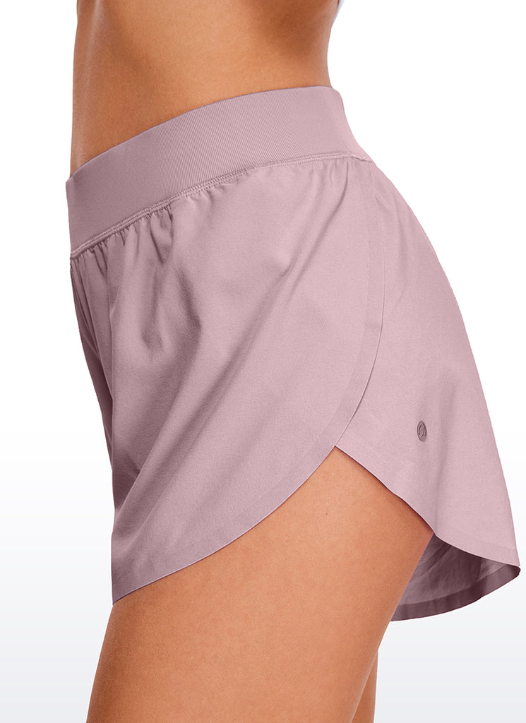 CRZ YOGA Women's Running High Waisted Mesh Lined Shorts Workout Shorts Taupe