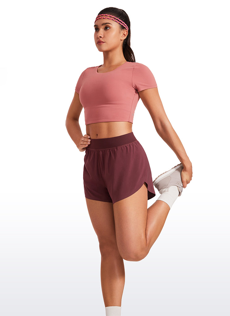 CRZ YOGA Women's Running High Waisted Mesh Lined Shorts Workout Shorts Moonlight Ash