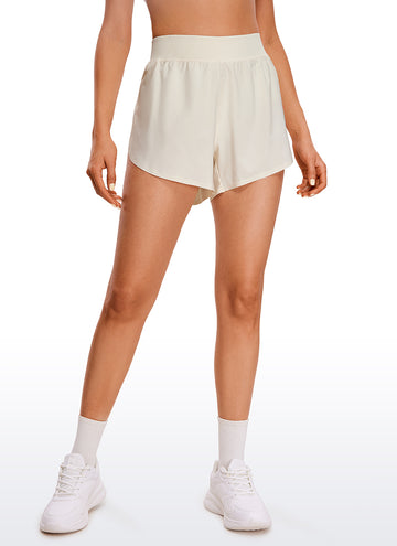 CRZ YOGA Women's Running High Waisted Mesh Lined Shorts Workout Shorts White Apricot