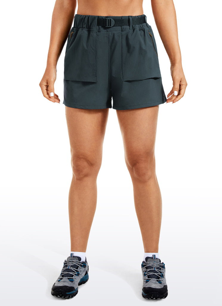 CRZ YOGA Women's Hiking Waterproof Hiking Shorts with Belt 3'' Ivory Cream