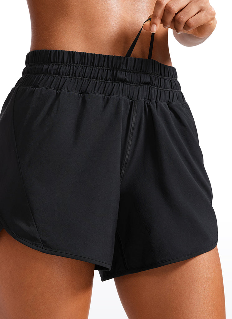 CRZ YOGA Women's Running Mid Rise Feathery-Fit Mesh Liner Shorts 5'' Black