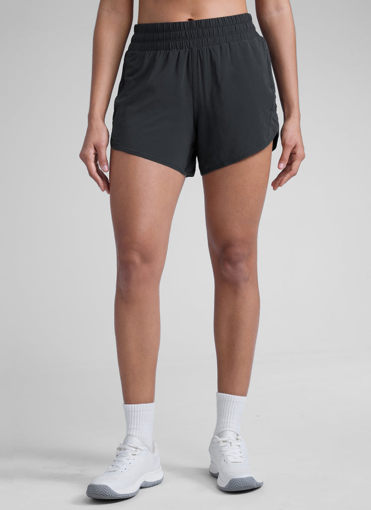 CRZ YOGA Women's Running Mid Rise Feathery-Fit Mesh Liner Shorts 5'' Black