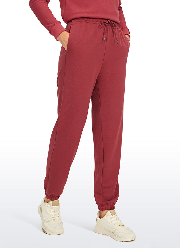 CRZ YOGA Womens French Terry High Rise Down the Street Sweatpants 28'' Grey feather green