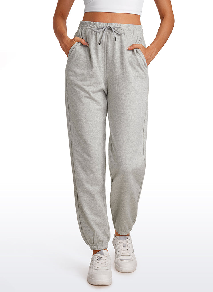 CRZ YOGA Womens French Terry High Rise Down the Street Sweatpants 28'' Grey feather green