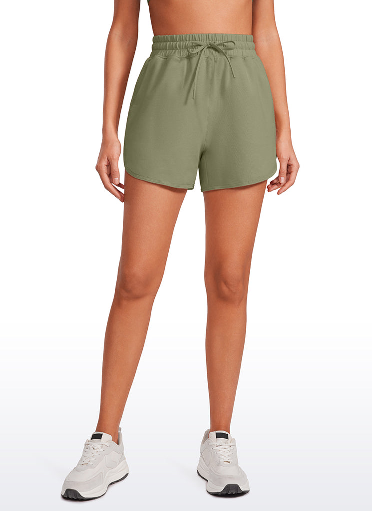 CRZ YOGA Womens Lounge French Terry Amenity Dolphin Sweat Shorts 3.5'' Dusty Olive