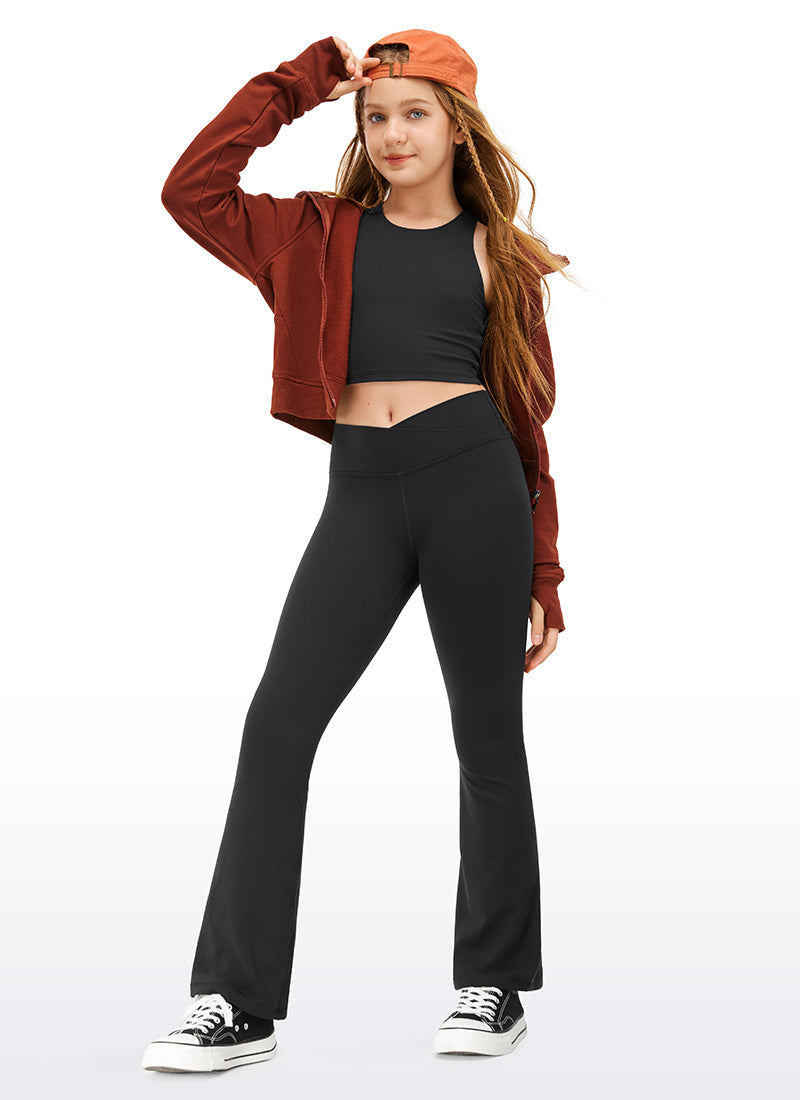 CRZ YOGA Girl's Active Sports Yoga Lounge Butterluxe Flare Leggings Black