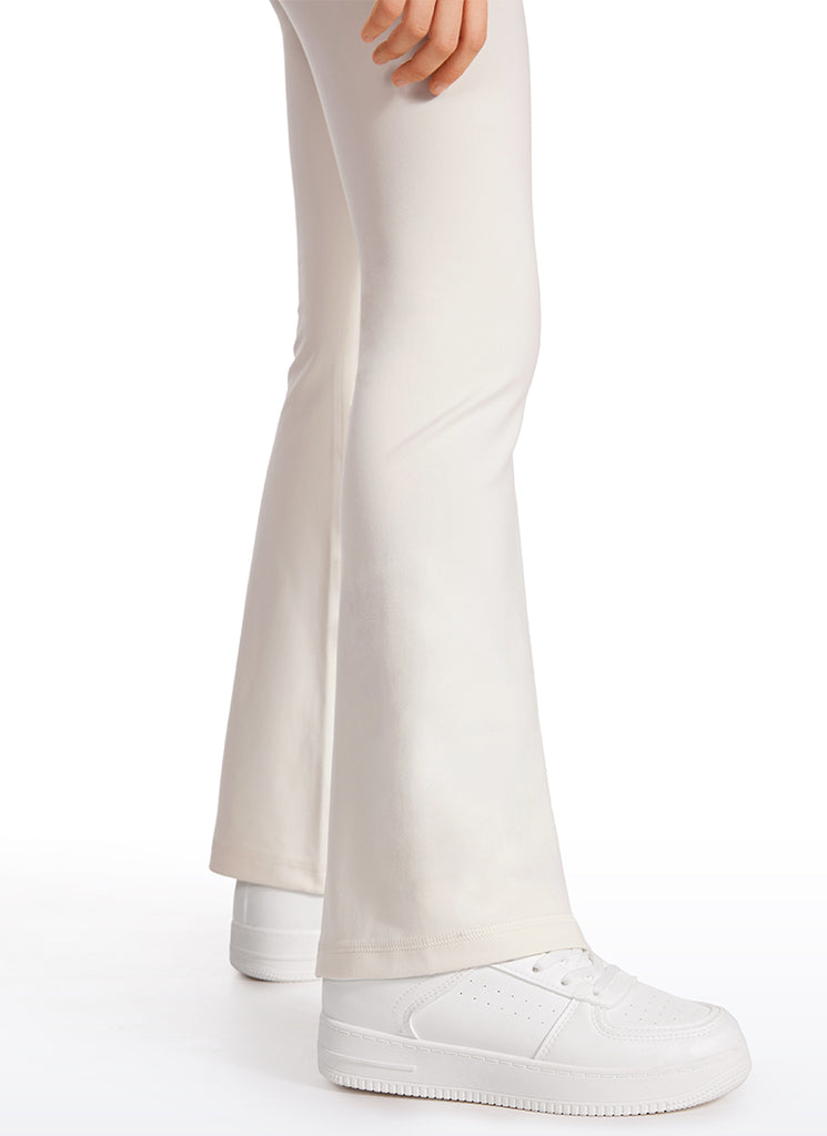 CRZ YOGA Girl's Active Sports Yoga Lounge Butterluxe Flare Leggings White Apricot