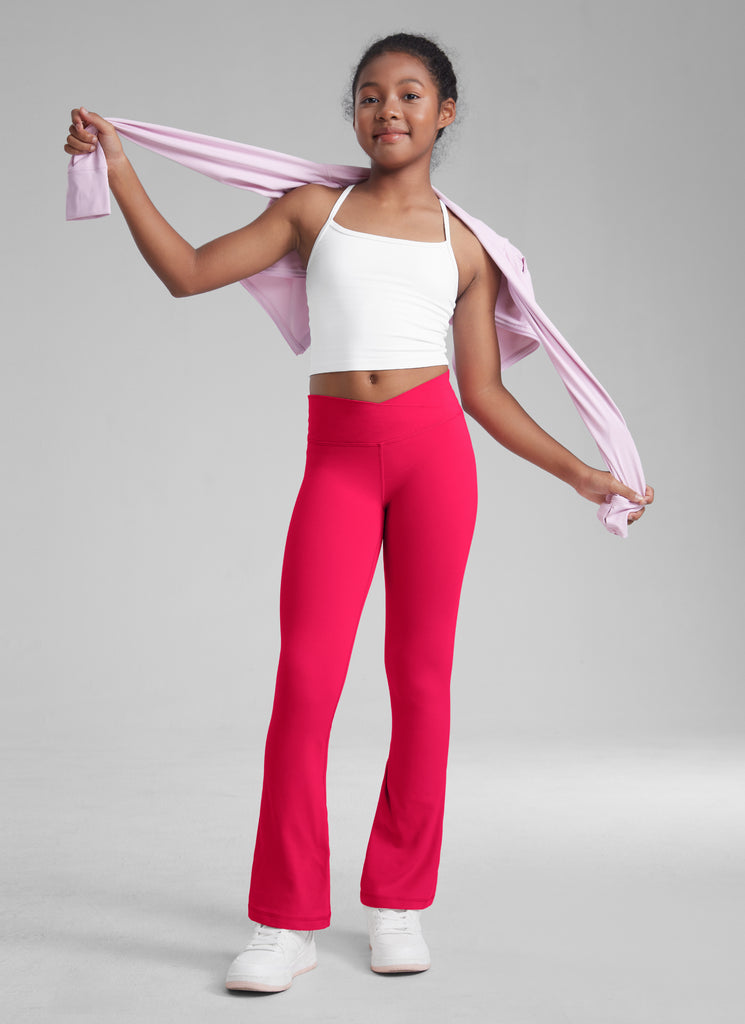 CRZ YOGA Girl's Active Sports Yoga Lounge Butterluxe Flare Leggings Taupe