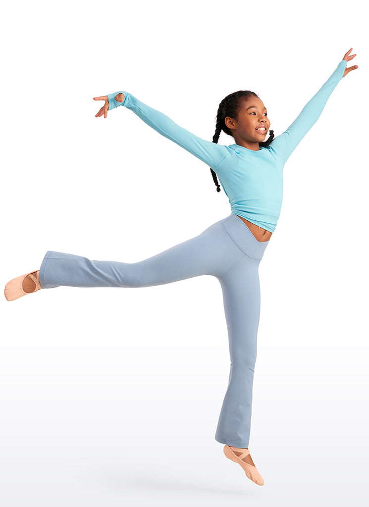 CRZ YOGA Girl's Active Sports Yoga Lounge Butterluxe Flare Leggings Cambric Blue