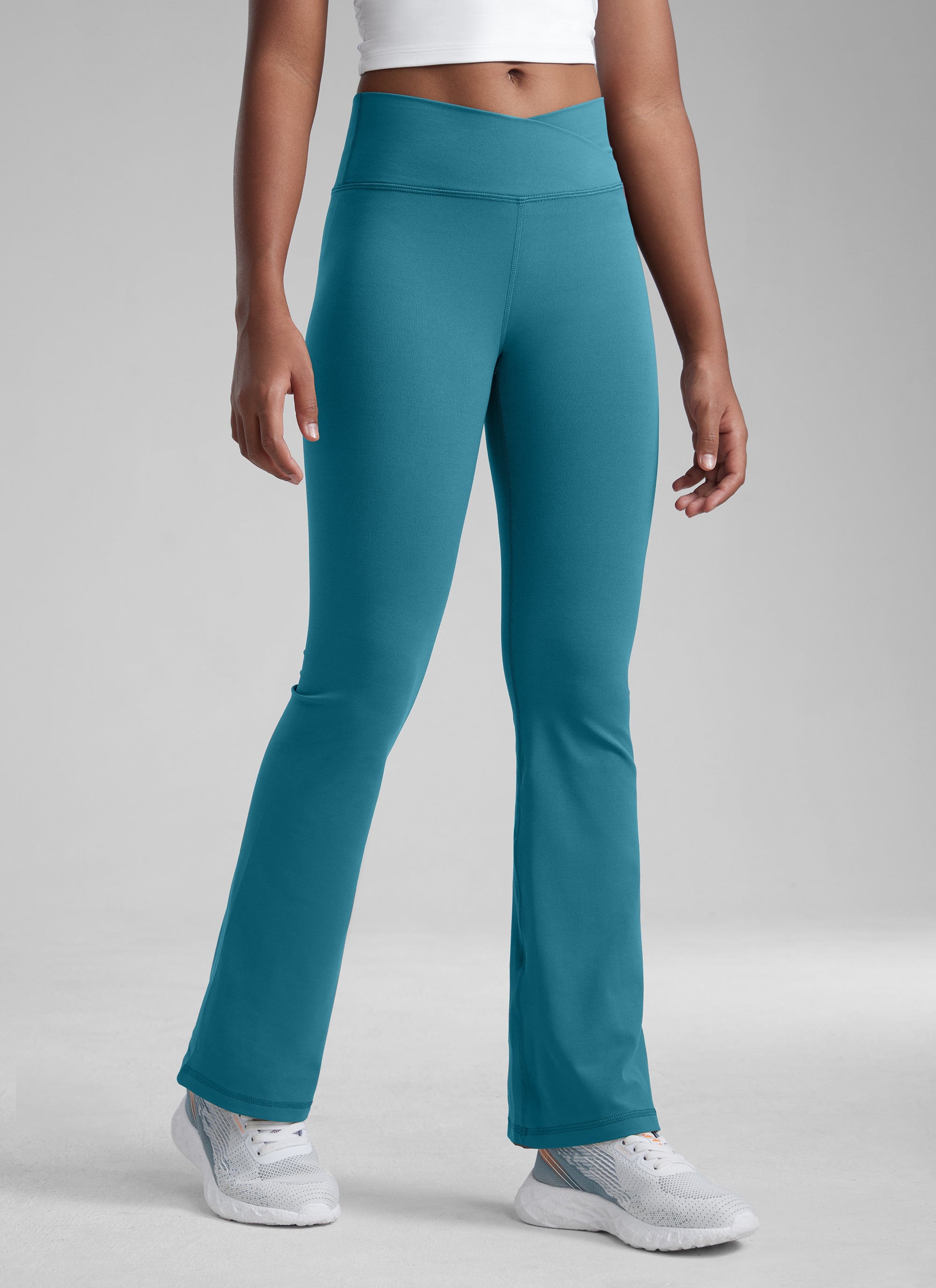 CRZ YOGA Girl's Active Sports Yoga Lounge Butterluxe Flare Leggings Olive Green