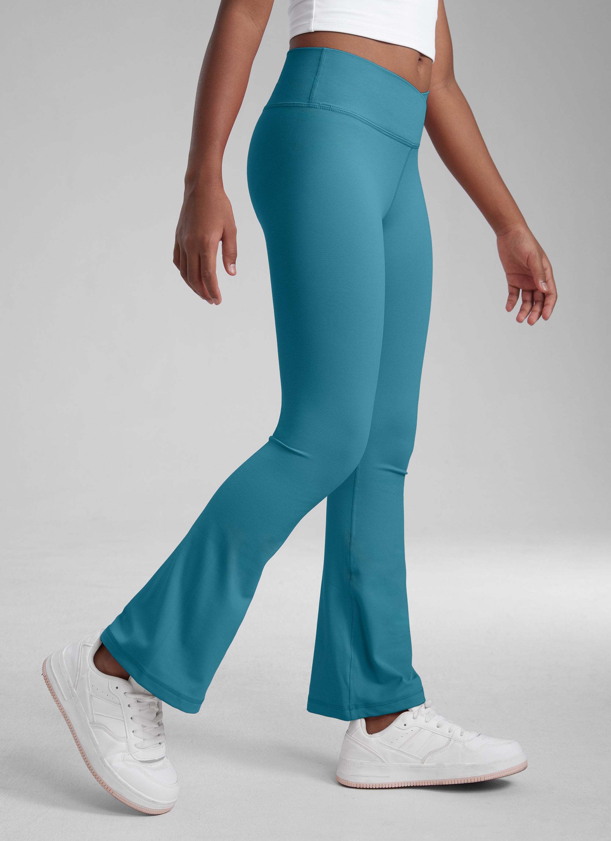 CRZ YOGA Girl's Active Sports Yoga Lounge Butterluxe Flare Leggings Olive Green