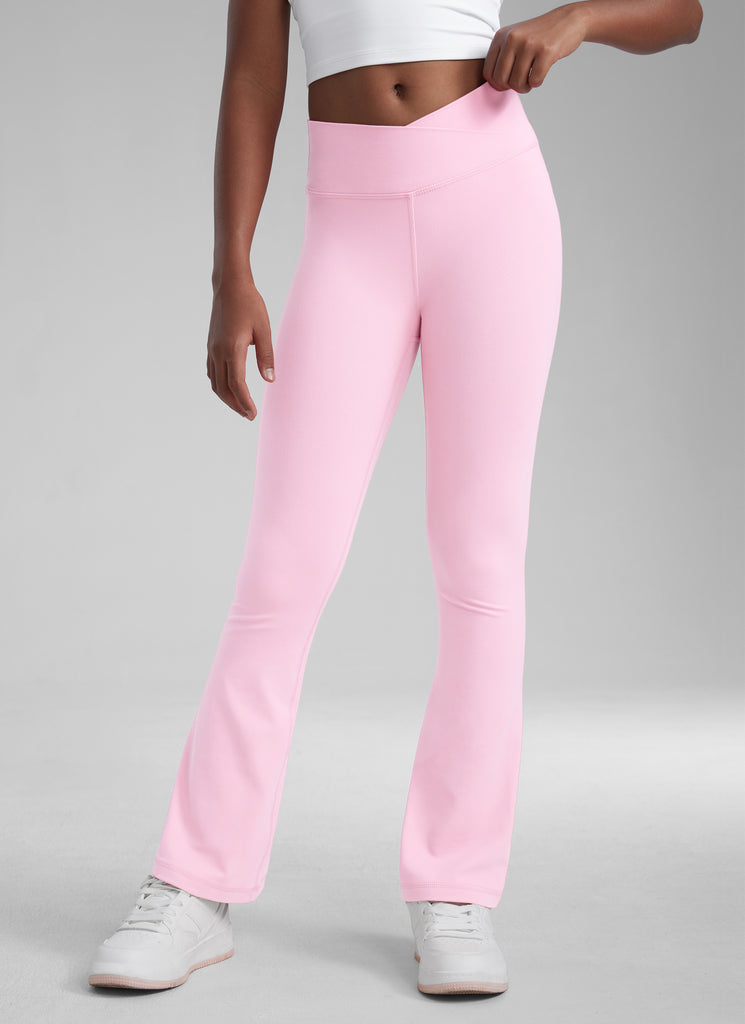 CRZ YOGA Girl's Active Sports Yoga Lounge Butterluxe Flare Leggings Pink Peony