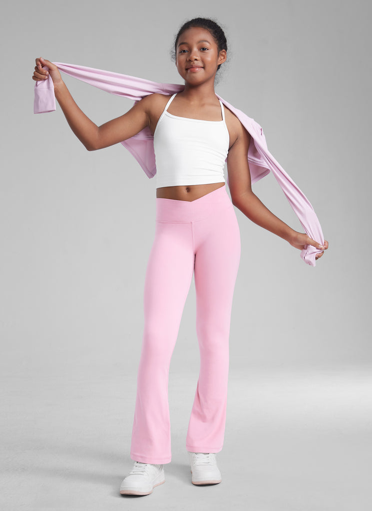 CRZ YOGA Girl's Active Sports Yoga Lounge Butterluxe Flare Leggings Pink Peony