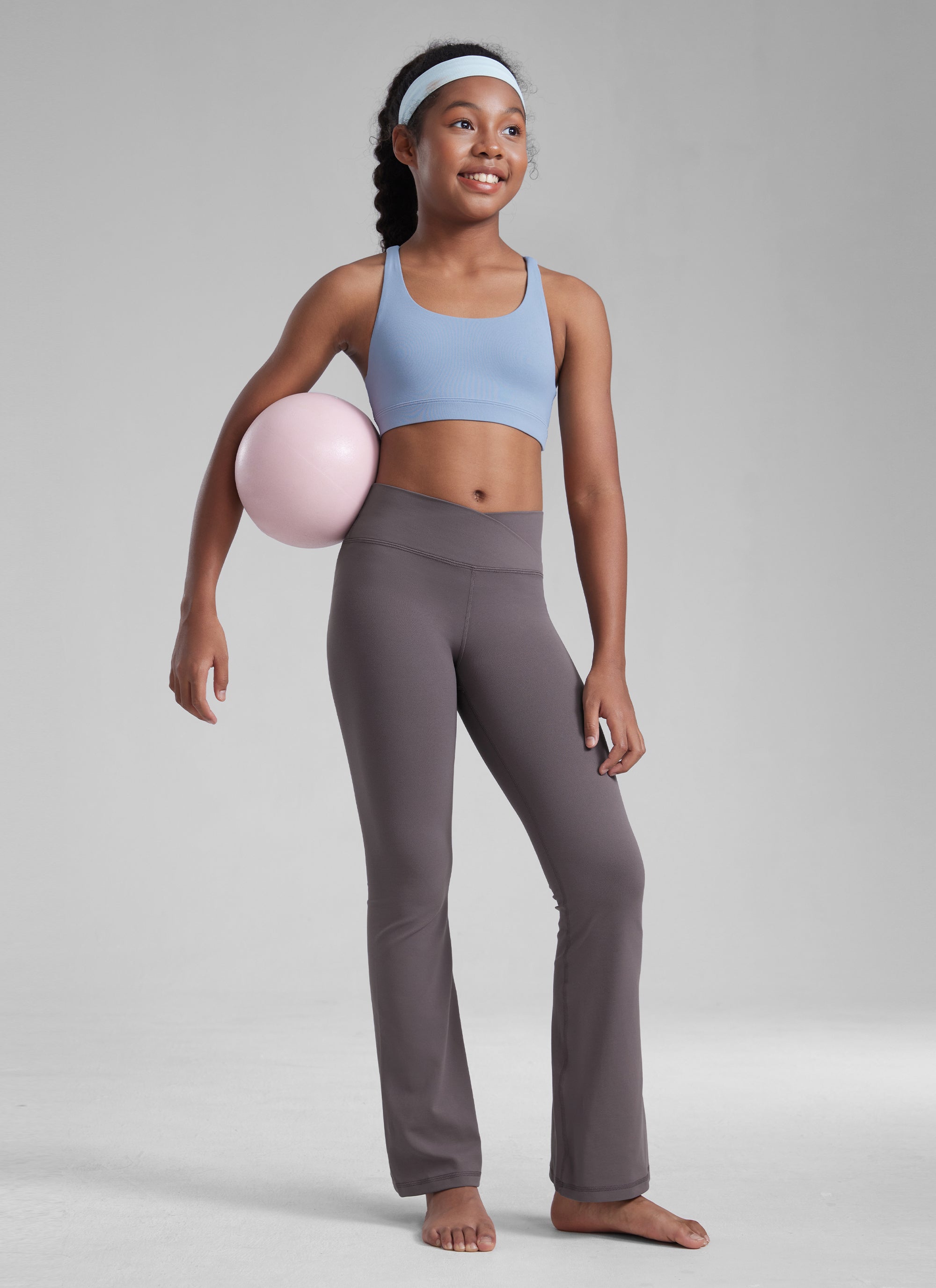 CRZ YOGA Girl's Active Sports Yoga Lounge Butterluxe Flare Leggings True Navy