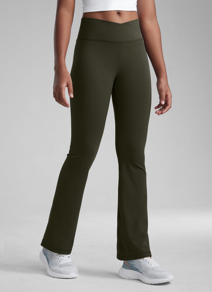 CRZ YOGA Girl's Active Sports Yoga Lounge Butterluxe Flare Leggings Pure Blue