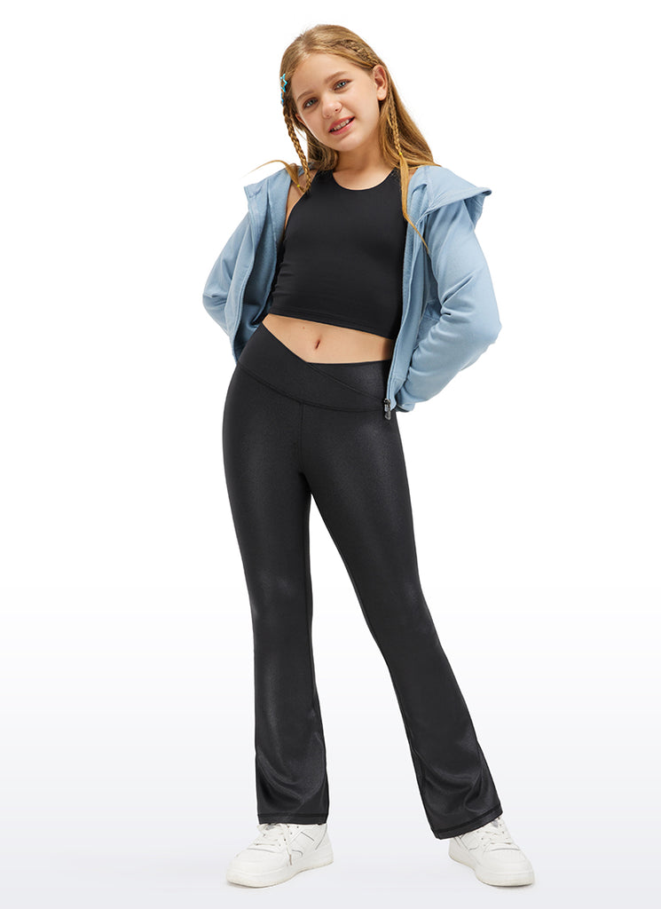 CRZ YOGA Girl's Active Sports Yoga Lounge Butterluxe Flare Leggings Black Classic