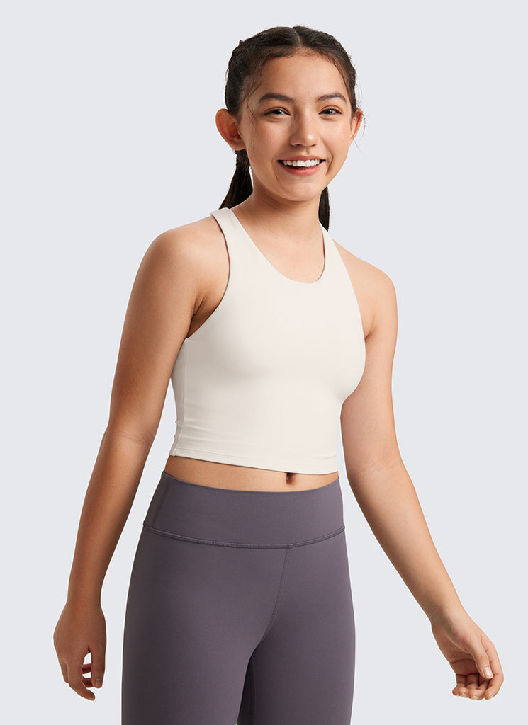 CRZ YOGA girl's Active Sports Butterluxe Racerback Tank Top Cambric Blue