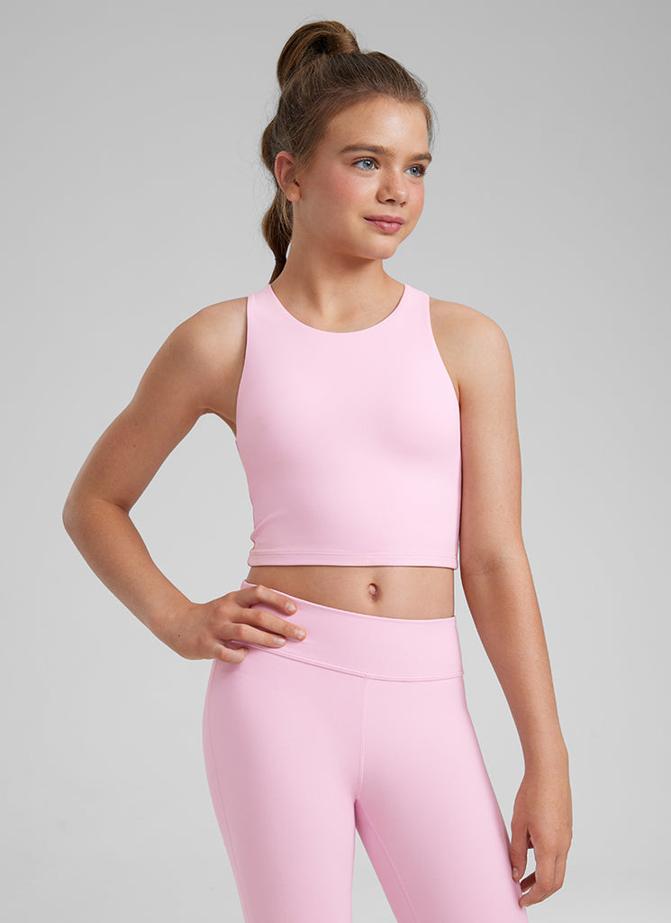 CRZ YOGA girl's Active Sports Butterluxe Racerback Tank Top Light Army Green