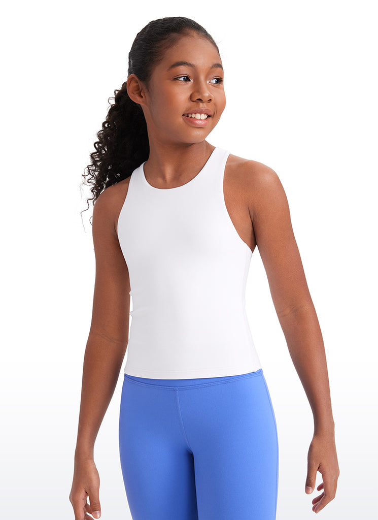 CRZ YOGA girl's Active Sports Butterluxe Racerback Tanks Waist Length Black