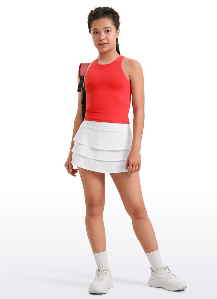 CRZ YOGA girl's Active Sports Butterluxe Racerback Tanks Waist Length Deep Red