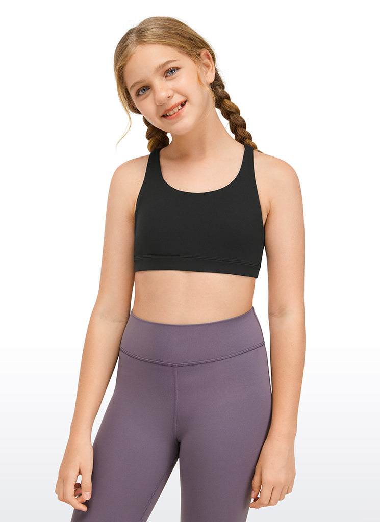 CRZ YOGA Girl's Active Sports Butterluxe Teens Strappy Bra Viva Magenta