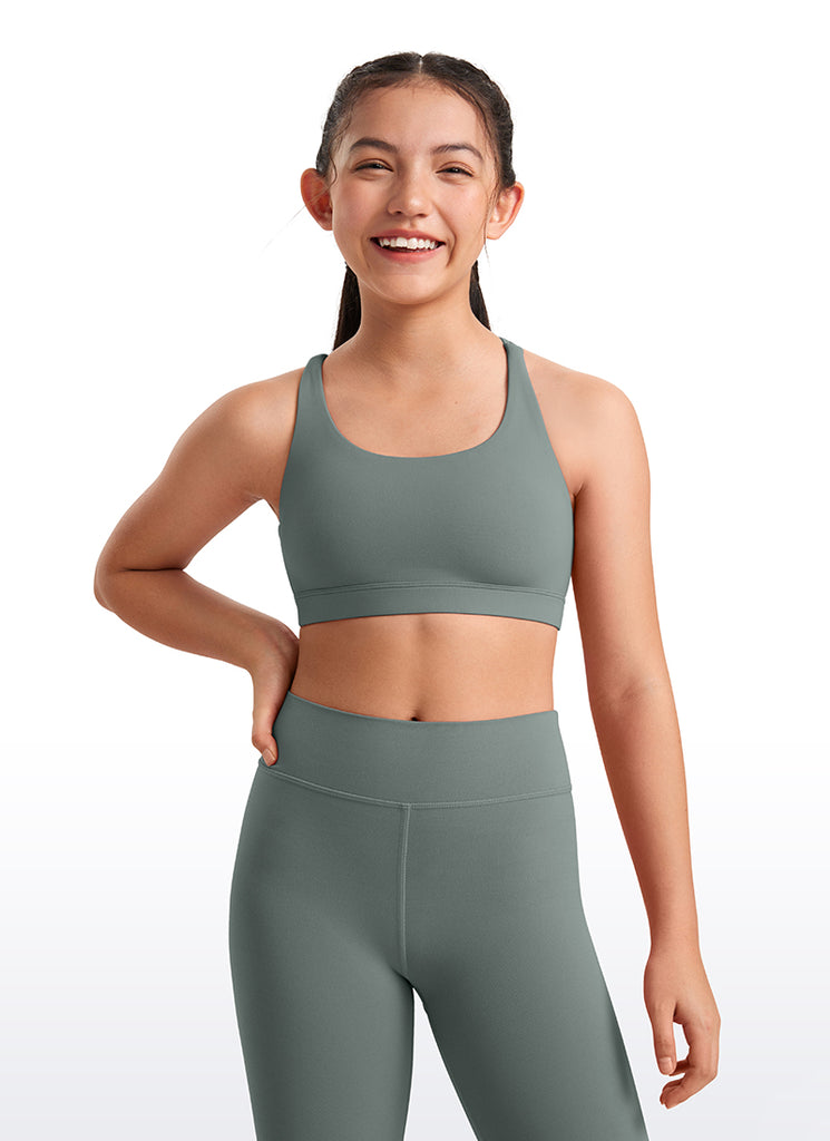 CRZ YOGA Girl's Active Sports Butterluxe Teens Strappy Bra Neon Orange