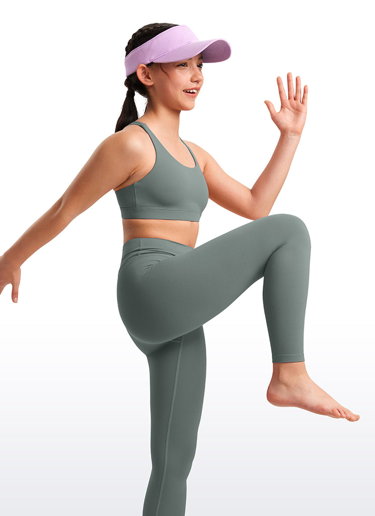 CRZ YOGA Girl's Active Sports Butterluxe Teens Strappy Bra Cambric Blue