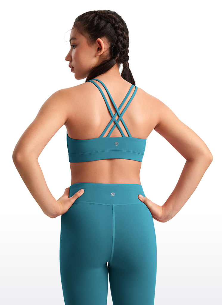CRZ YOGA Girl's Active Sports Butterluxe Teens Strappy Bra Cambric Blue