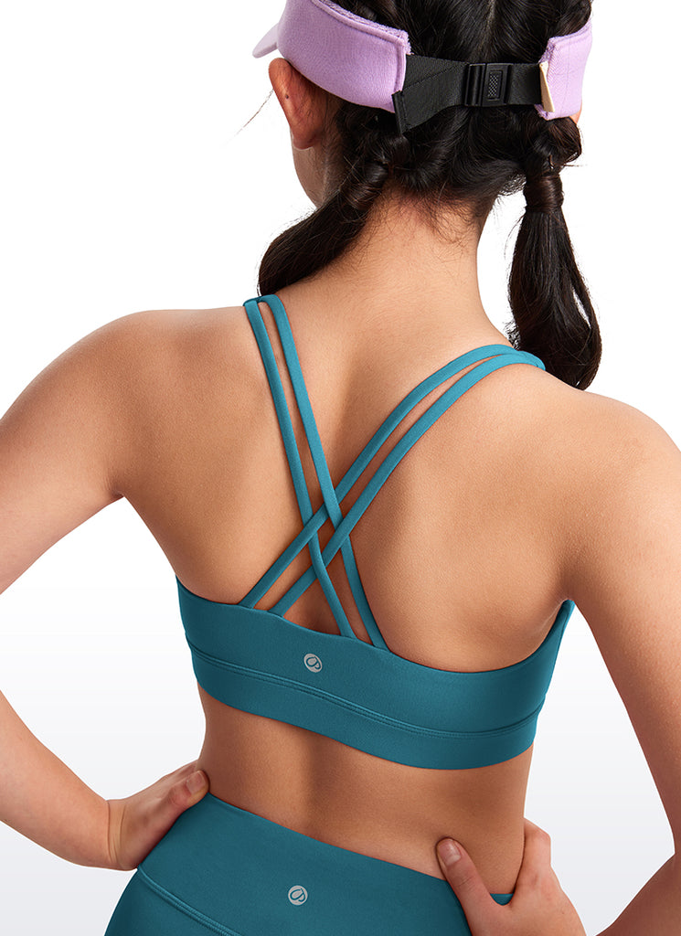 CRZ YOGA Girl's Active Sports Butterluxe Teens Strappy Bra True Navy