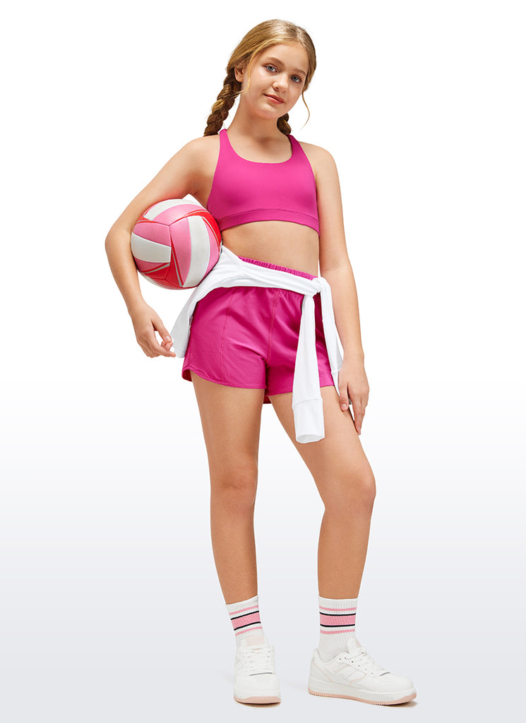 CRZ YOGA Girl's Active Sports Butterluxe Teens Strappy Bra Blue Ashes