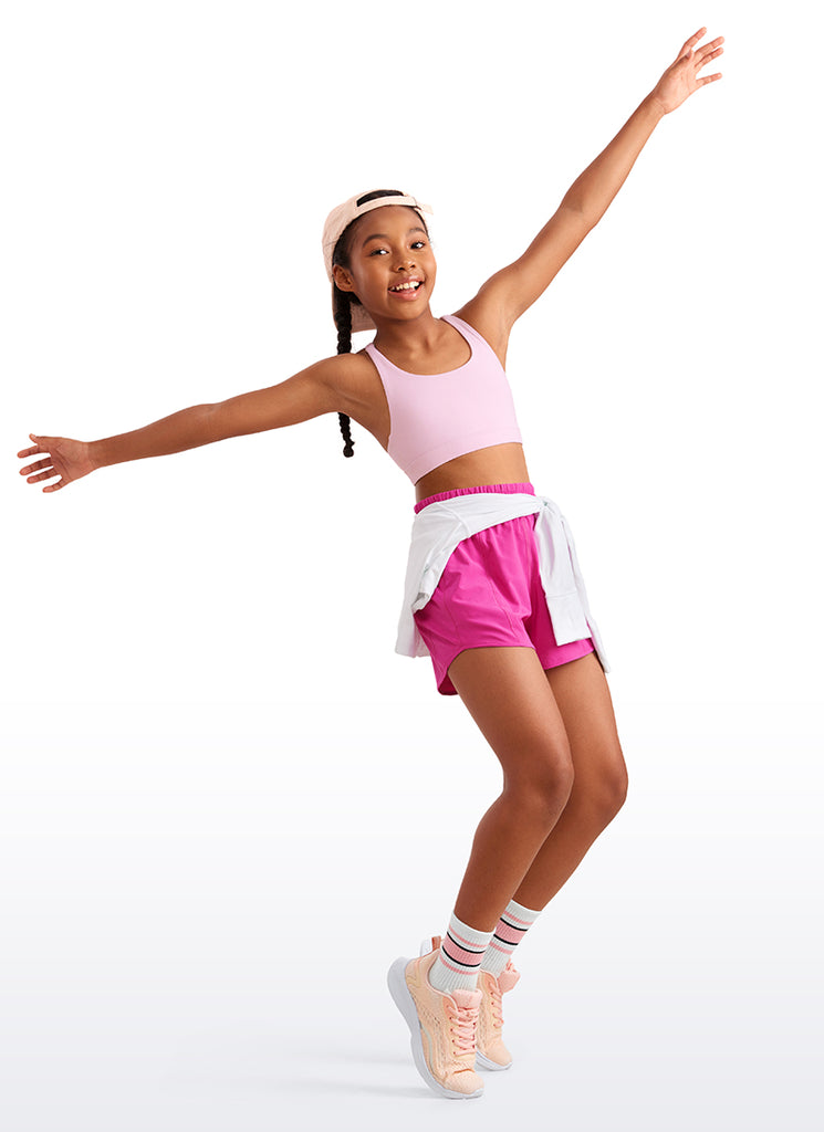 CRZ YOGA Girl's Active Sports Butterluxe Teens Strappy Bra Blue Ashes