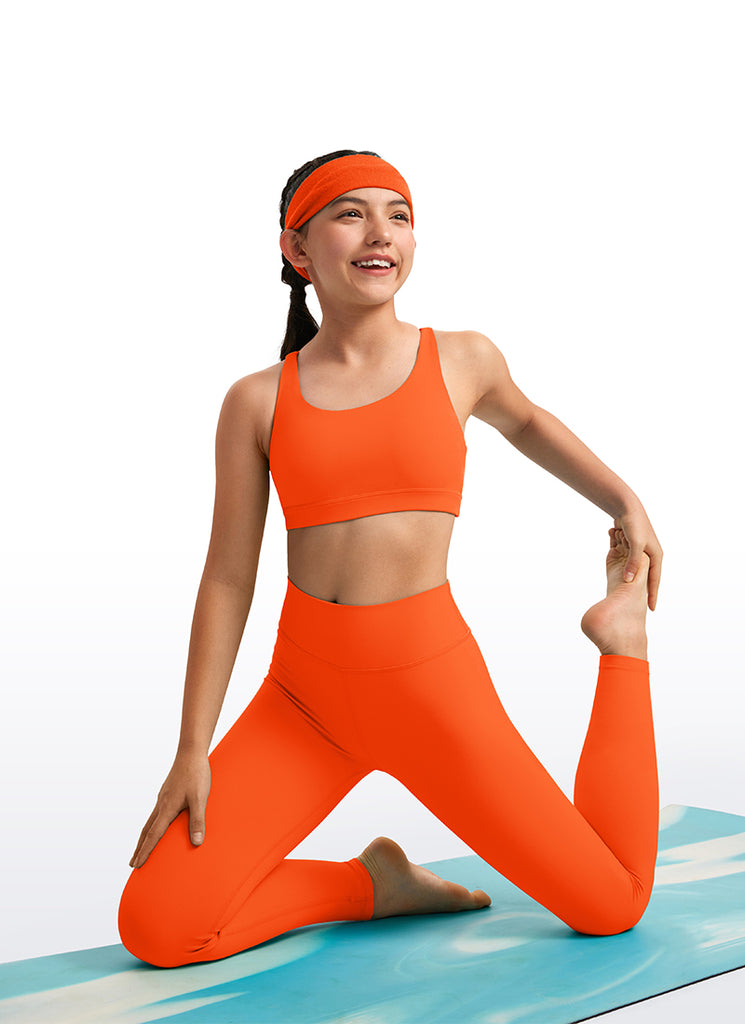 CRZ YOGA Girl's Active Sports Butterluxe Teens Strappy Bra Pink Peony