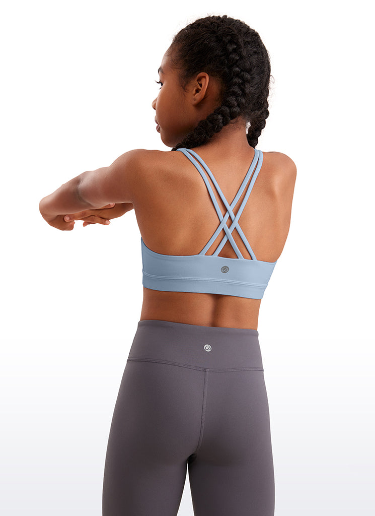 CRZ YOGA Girl's Active Sports Butterluxe Teens Strappy Bra Raspberry Sorbet