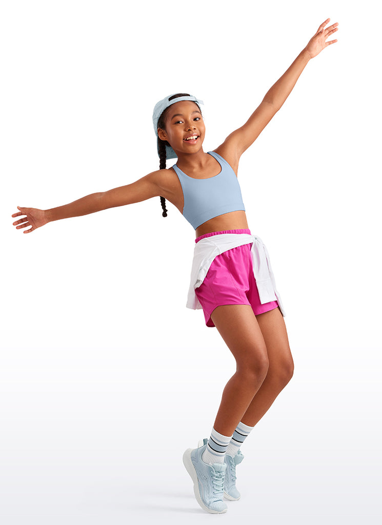 CRZ YOGA Girl's Active Sports Butterluxe Teens Strappy Bra Raspberry Sorbet